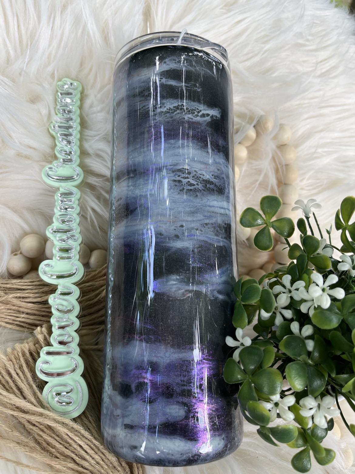 20oz Blue Alcohol Ink Skinny Tumbler