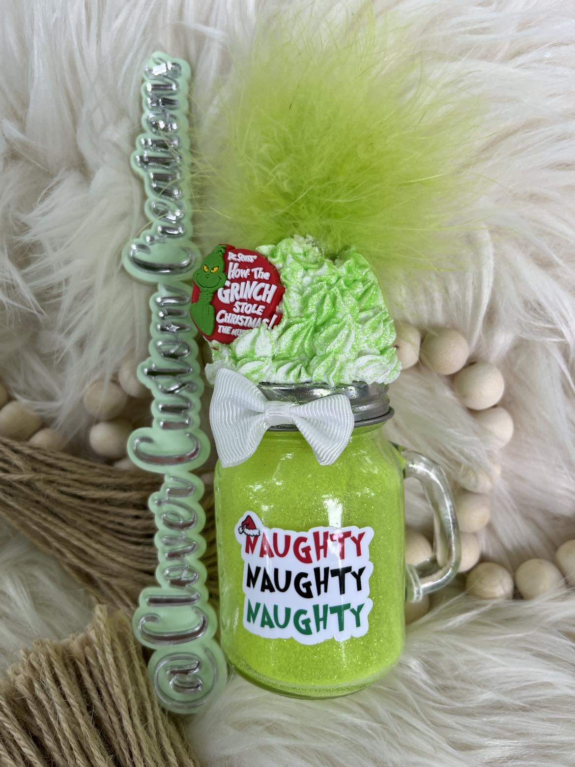 Mason Jar Naughty Grinch Mini Mug