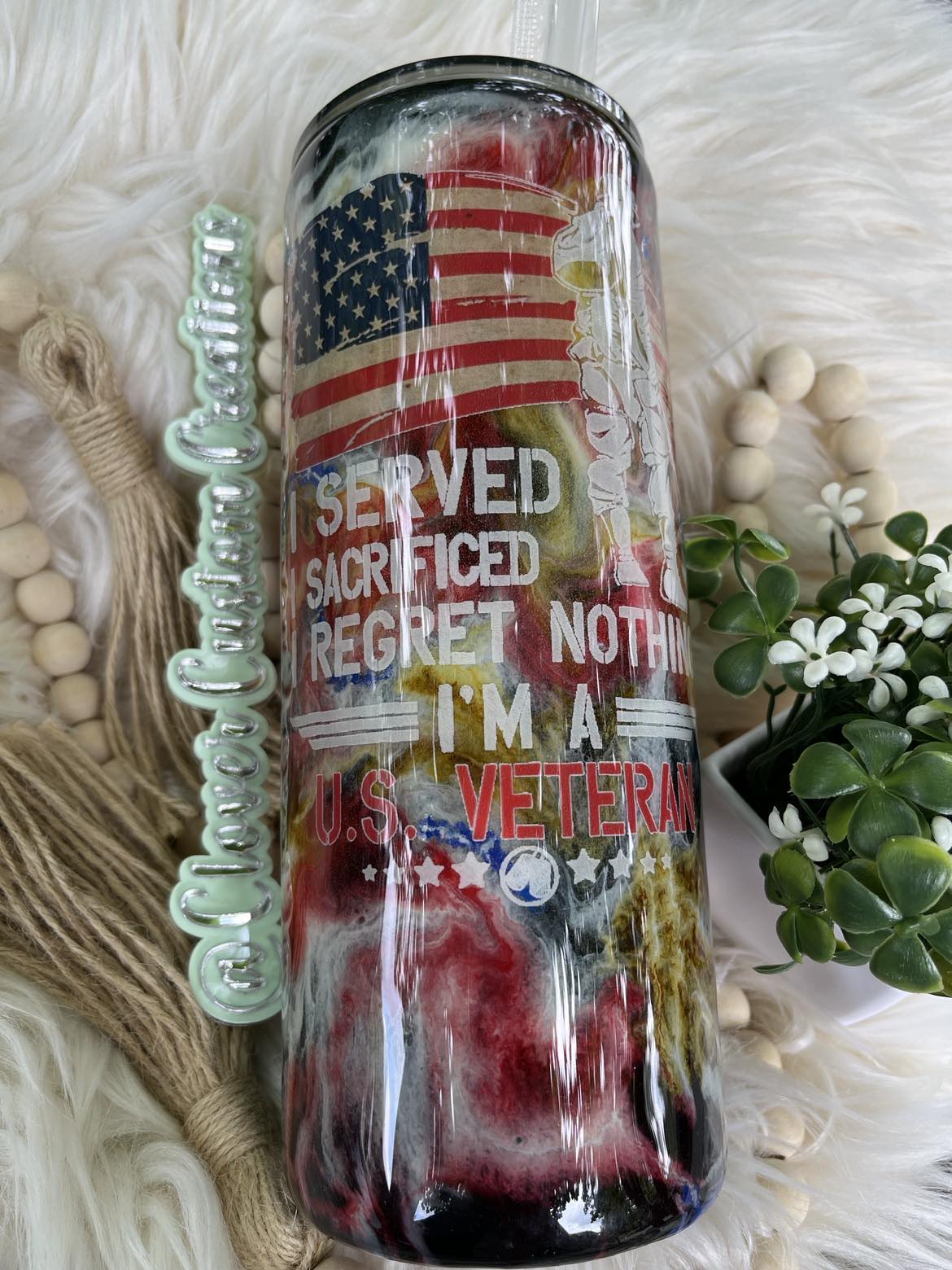 32oz Veteran Service Flag Plump Tumbler SM/TM