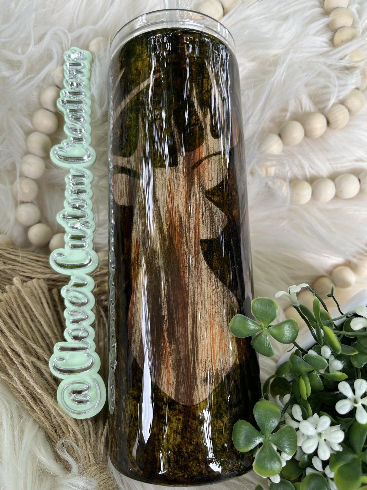 20oz Deer Silhouette Camo Skinny Tumbler