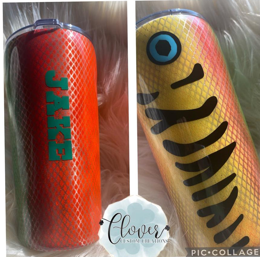 16oz Slim Personalized Fish Lure Tumbler