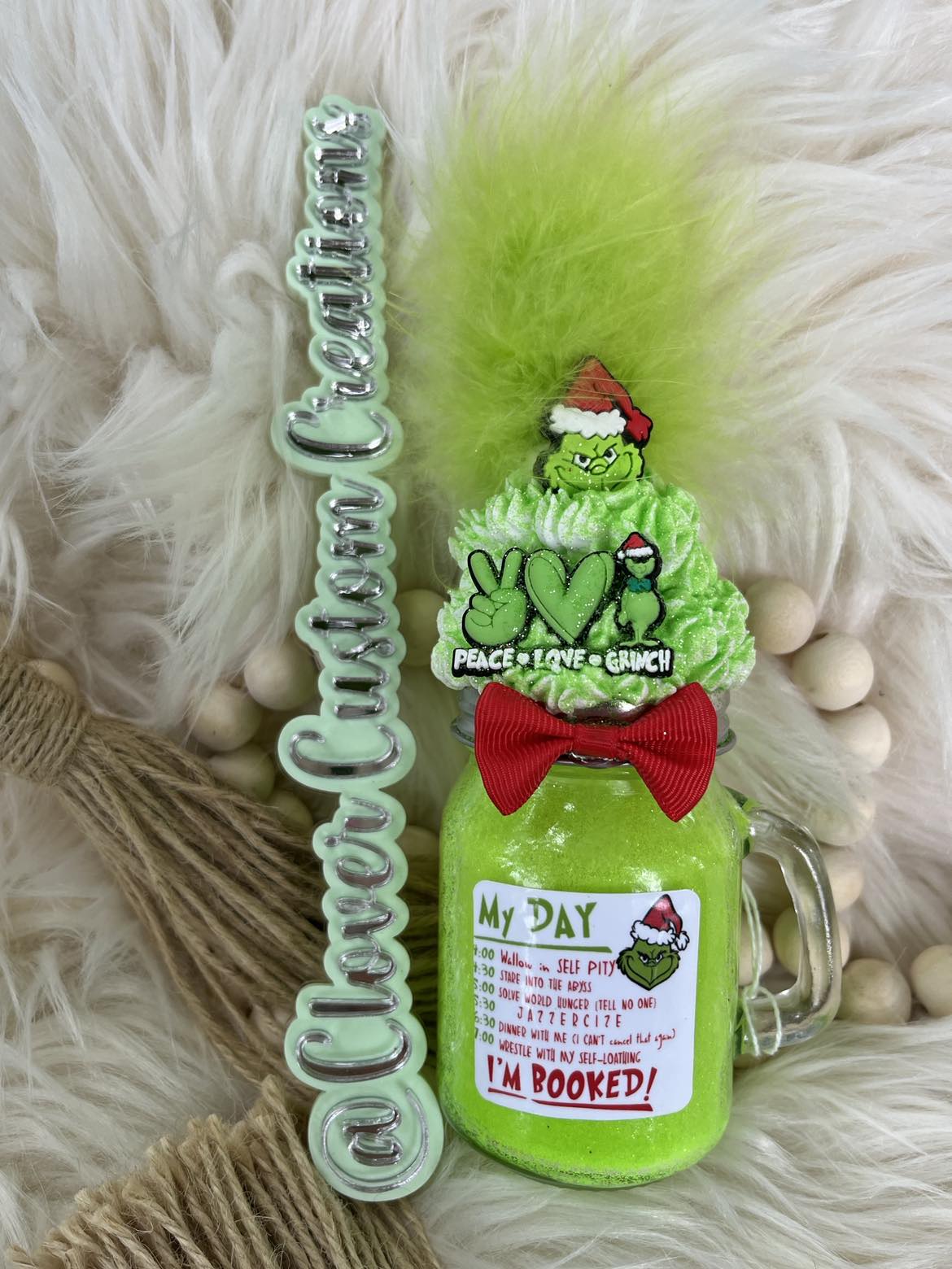 Mason Jar Grinch Schedule Mini Mug