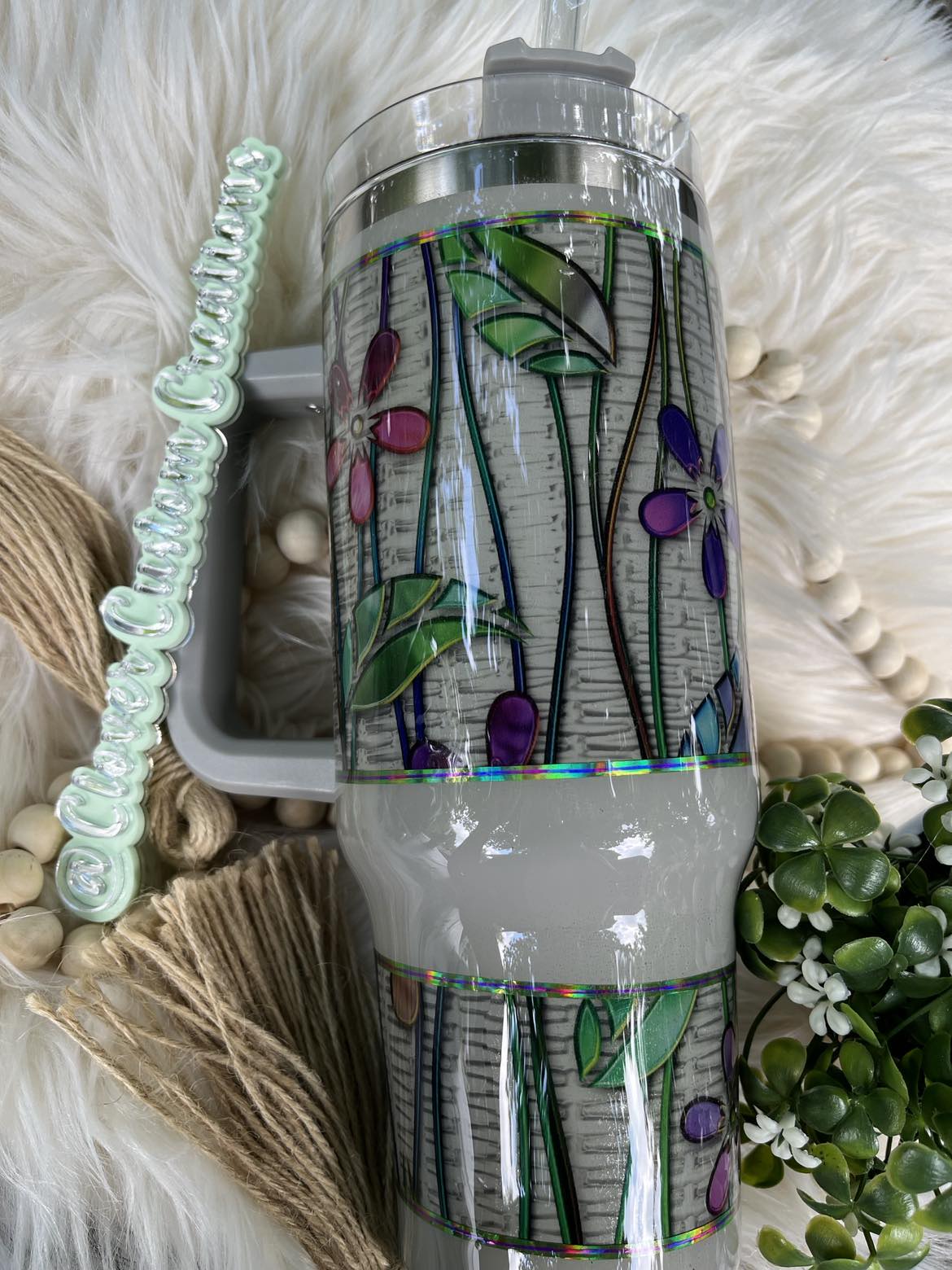 40oz Flowers & Vines Stanley Dupe Tumbler