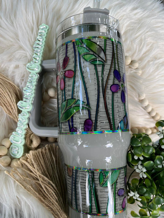 40oz Flowers & Vines Stanley Dupe Tumbler