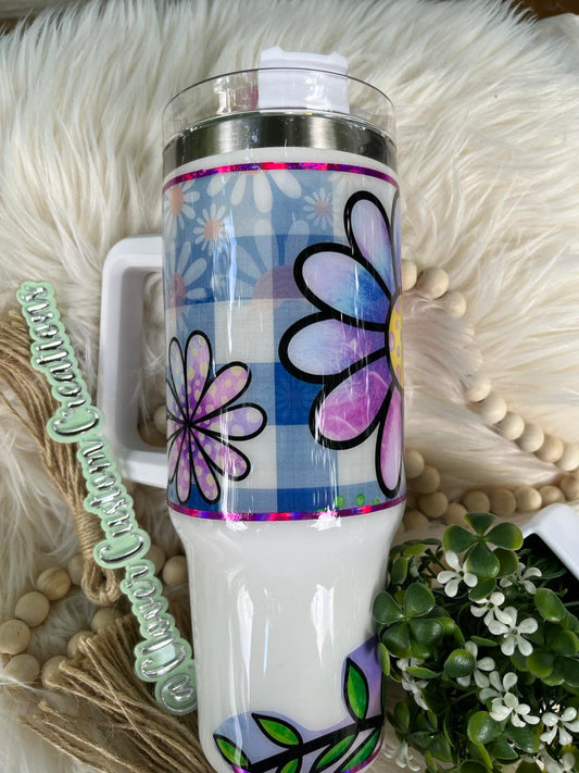 40oz Flowers Stanley Dupe Tumbler