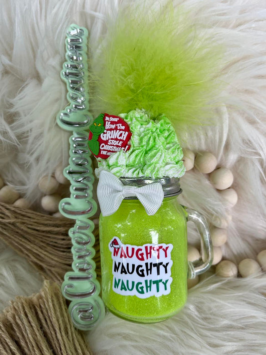 Mason Jar Naughty Grinch Mini Mug