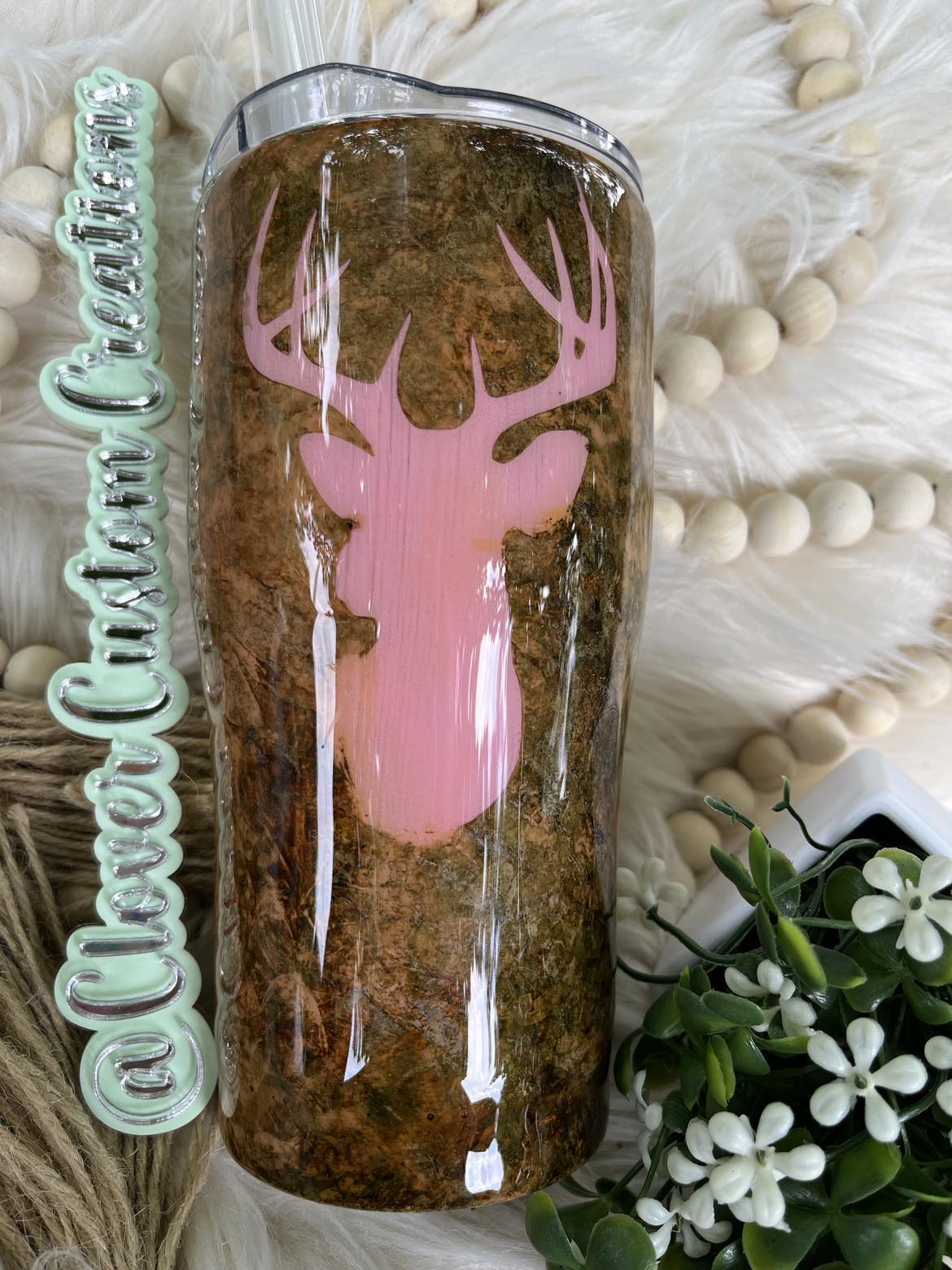 20oz Camo Pink Deer Modern Curve Tumbler