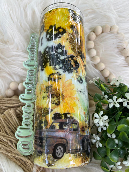 20oz Sunflower Truck Skinny Tumbler