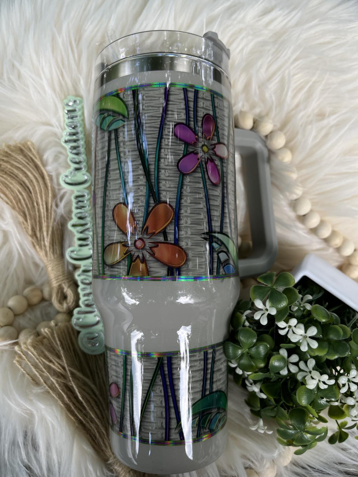 40oz Flowers & Vines Stanley Dupe Tumbler